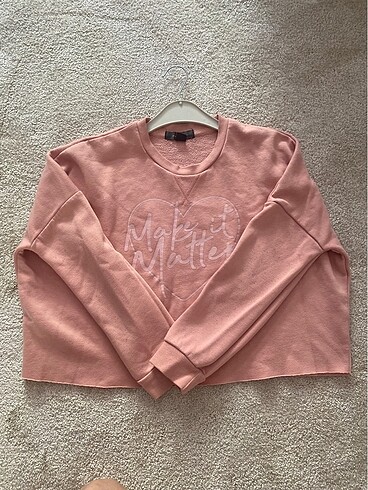 Primark Pembe Crop Sweatshirt