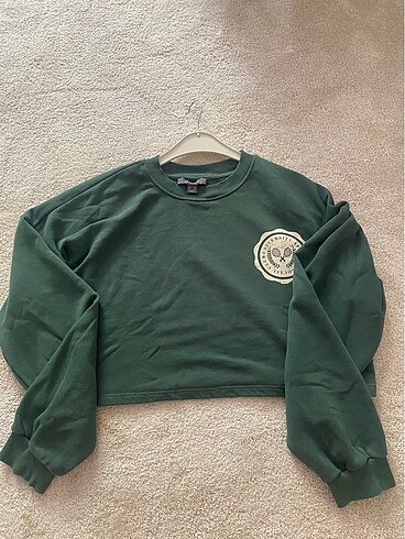 Primark Yeşil Crop Sweatshirt
