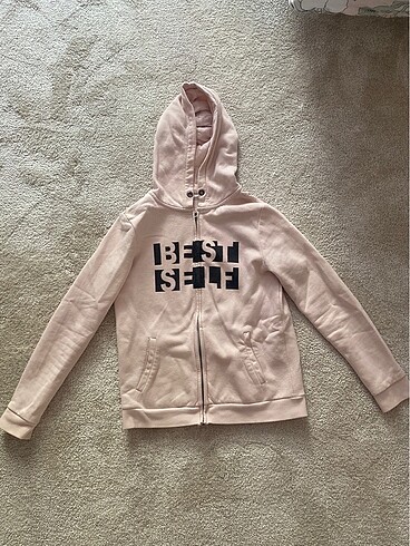 Toz Pembe Fermuarlı Sweatshirt