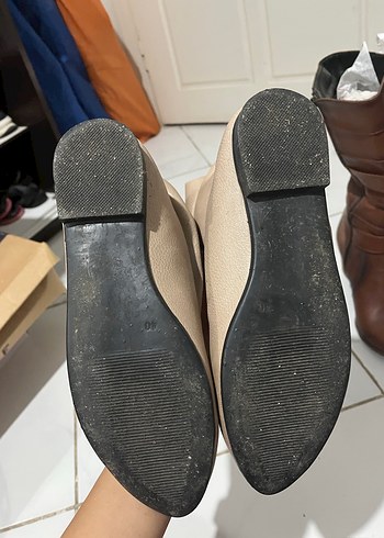 Bej Deri Kadın düz taban Bot - Görsel 4