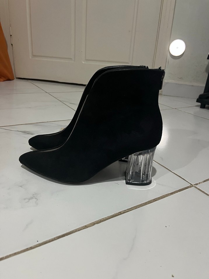 Siyah şefffaf Topuklu Kadın Bot - Görsel 3