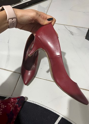 Klasik Kırmızı Stiletto Topuklu Kadın Ayakkabı - Görsel 6