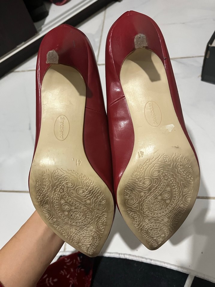 Klasik Kırmızı Stiletto Topuklu Kadın Ayakkabı - Görsel 3