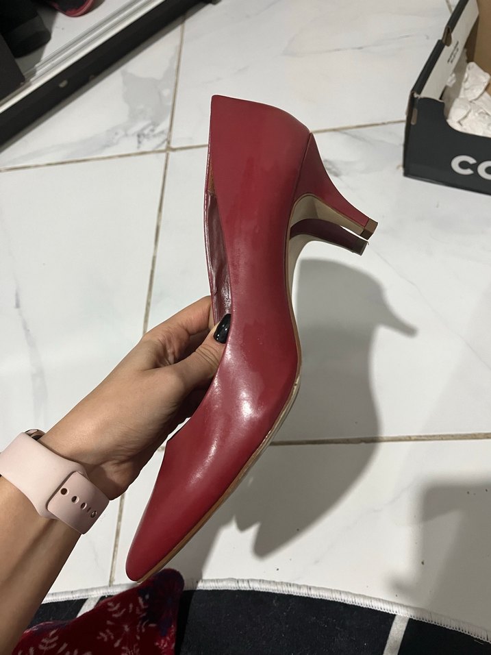 Klasik Kırmızı Stiletto Topuklu Kadın Ayakkabı - Görsel 4
