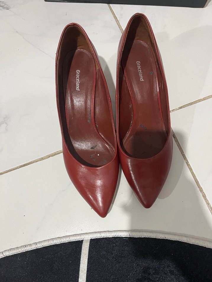 Klasik Kırmızı Stiletto Topuklu Kadın Ayakkabı - Görsel 2