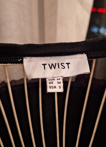 Twist Twıst tül detaylı siyah Tshirt 