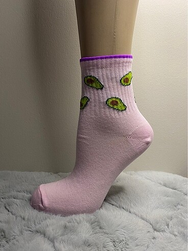 Avokado Desenli Soket Çorap