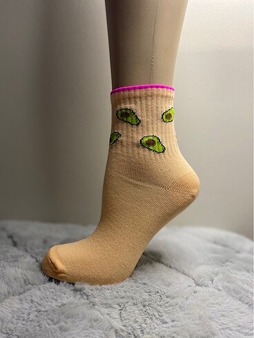 Avokado Desenli Soket Çorap