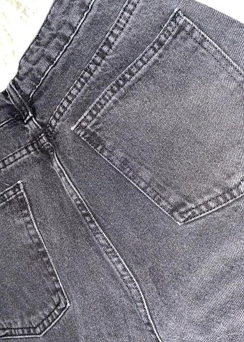 Gri Bol Kesim Kadın Kot Pantolon - Görsel 3