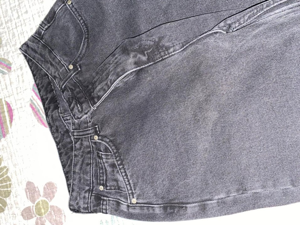 Gri Bol Kesim Kadın Kot Pantolon - Görsel 2