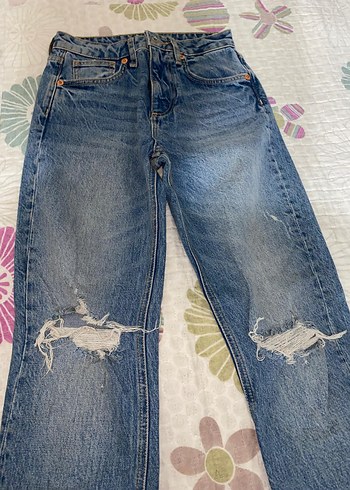 Düğmeli Mavi Batik Desen Kadın Zara Jean - Görsel 2