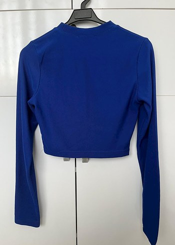 Kadın Lacivert Uzun Kollu Crop Top - Görsel 2