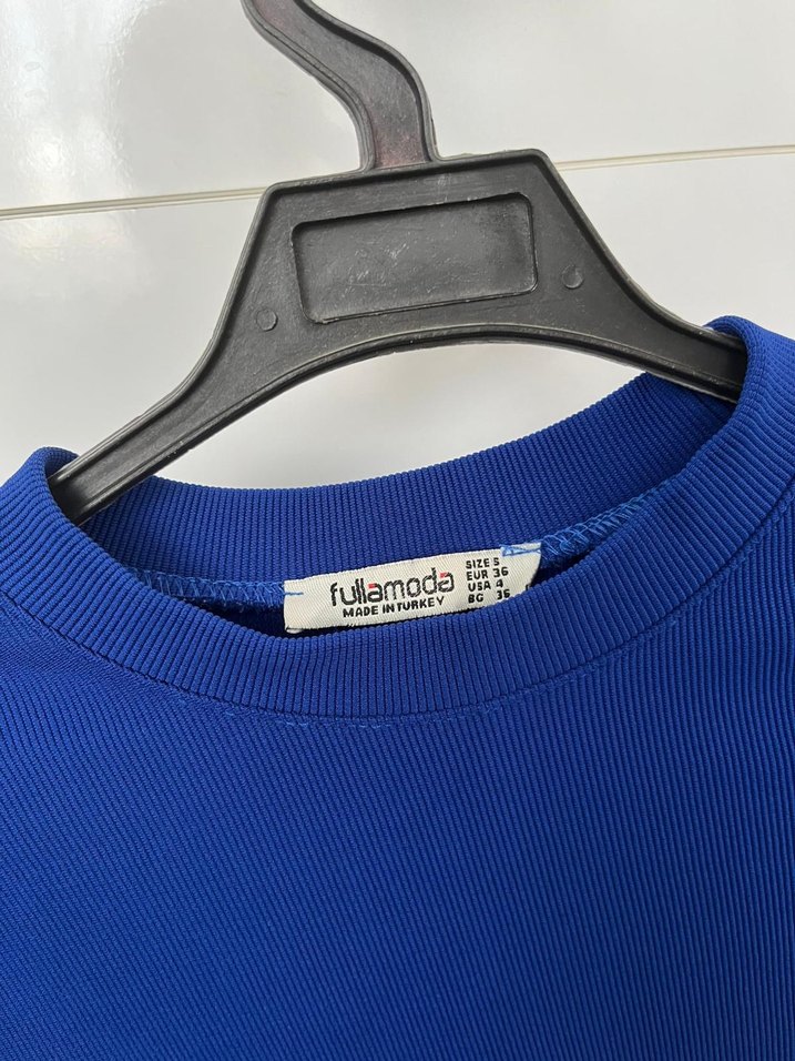 Kadın Lacivert Uzun Kollu Crop Top - Görsel 3