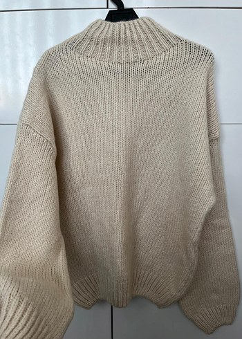 Bej Kadın Boğazlı Triko Kazak - Görsel 2