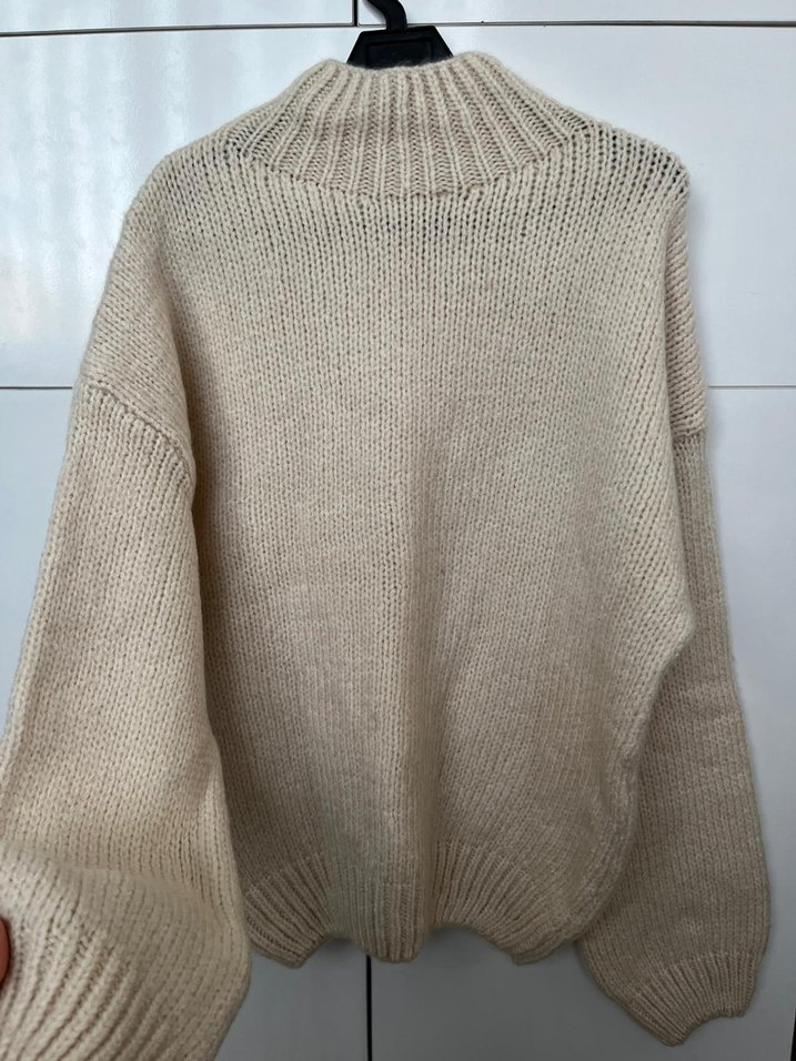 Bej Kadın Boğazlı Triko Kazak - Görsel 2