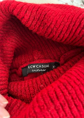 Kırmızı Yün Kadın Yüksek Yakalı Kazak - Görsel 4