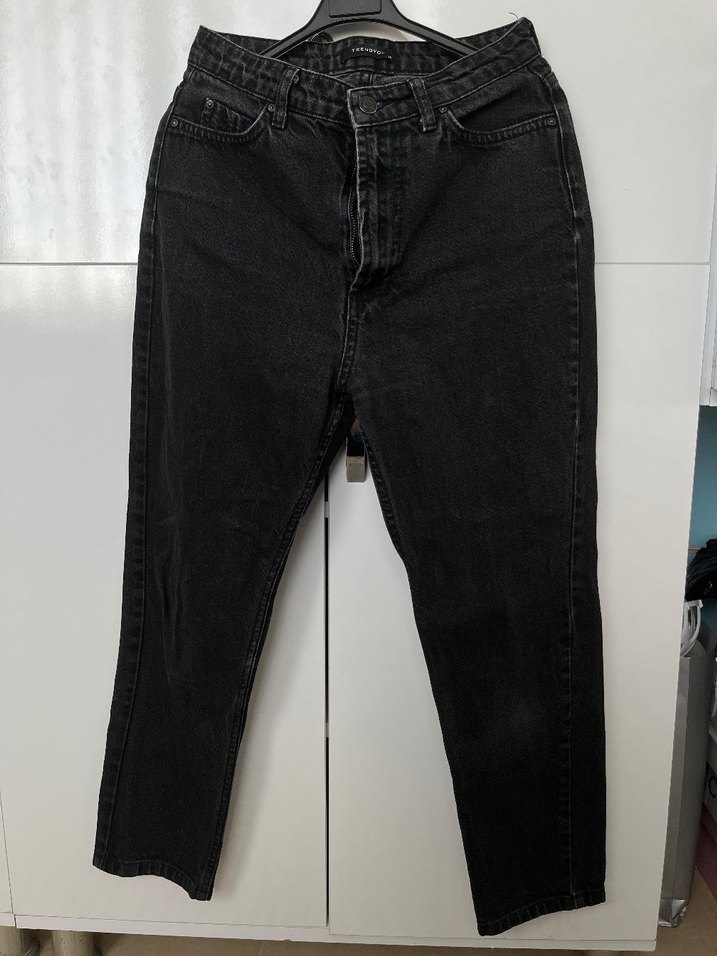 Siyah Loose Fit Midi Kot Pantolon - Görsel 3