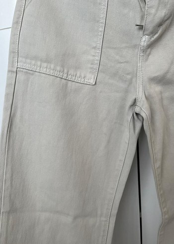 Bej Kadın Midi Boy Bol Kesim Kot Pantolon - Görsel 4