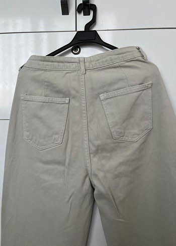 Bej Kadın Midi Boy Bol Kesim Kot Pantolon - Görsel 2