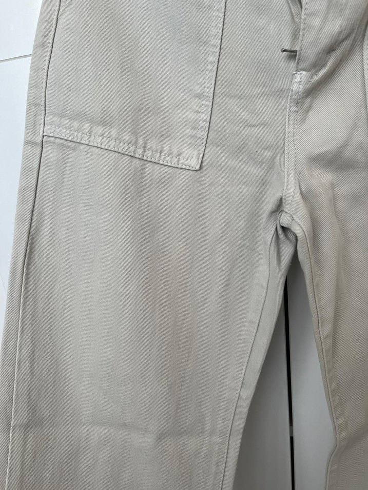 Bej Kadın Midi Boy Bol Kesim Kot Pantolon - Görsel 4