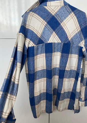 Düğmeli Uzun Kollu Mavi Ekose Gömlek - Görsel 2
