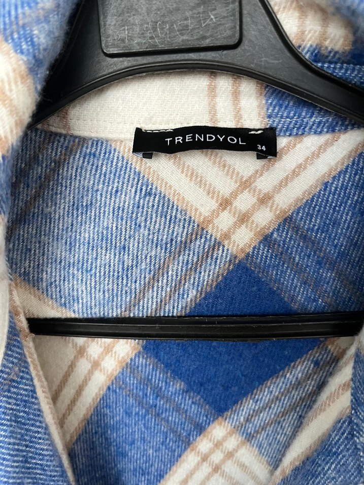 Düğmeli Uzun Kollu Mavi Ekose Gömlek - Görsel 3