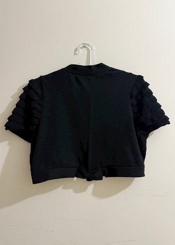 Kız Çocuk Siyah Fırfırlı Kısa Kollu Bolero - Görsel 3