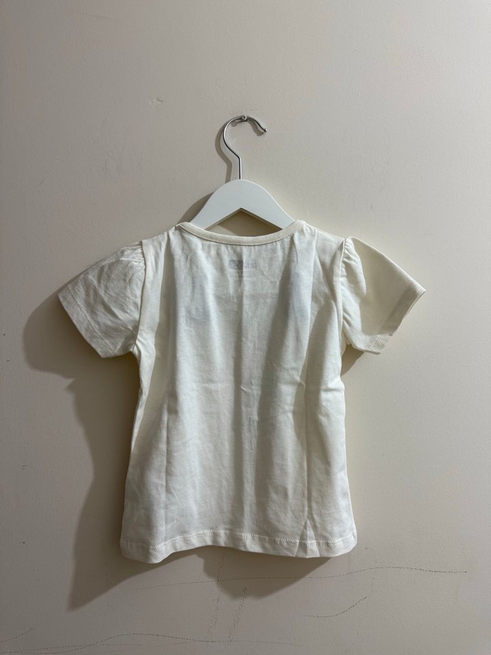 Kız Çocuk Beyaz Baskılı Kısa Kollu Tişört - Görsel 3