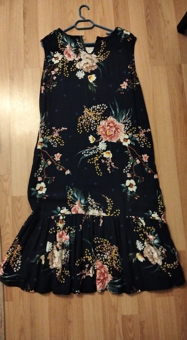 Çiçek Desenli Volanlı Uzun Bohem Elbise - Görsel 2