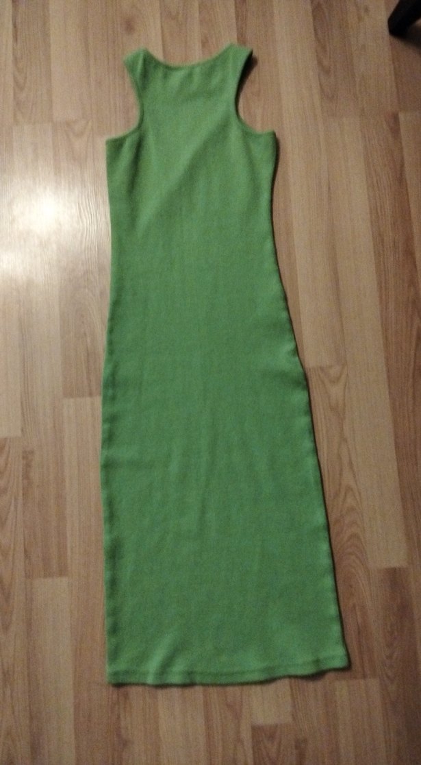 Yeşil, Yüksek Yakalı, Uzun Triko Elbise - Görsel 2