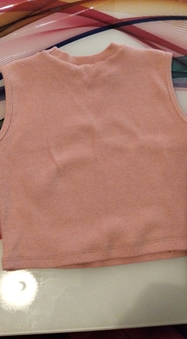 yuvarlak yaka likralı krop - Görsel 2