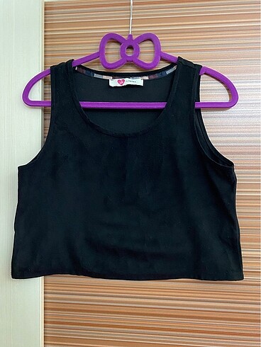 S-M siyah süet crop