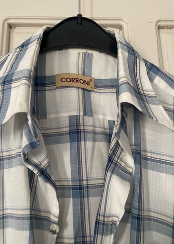 Erkek Beyaz Gri Kareli Kısa Kollu Gömlek - Görsel 2