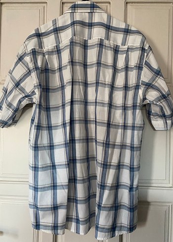 Erkek Beyaz Gri Kareli Kısa Kollu Gömlek - Görsel 3