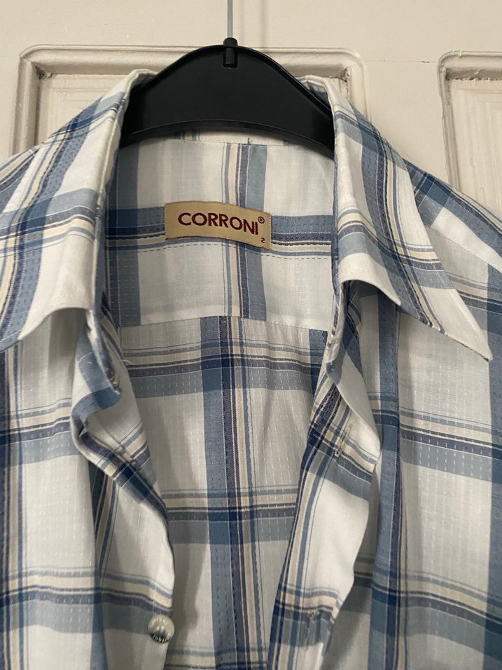 Erkek Beyaz Gri Kareli Kısa Kollu Gömlek - Görsel 2