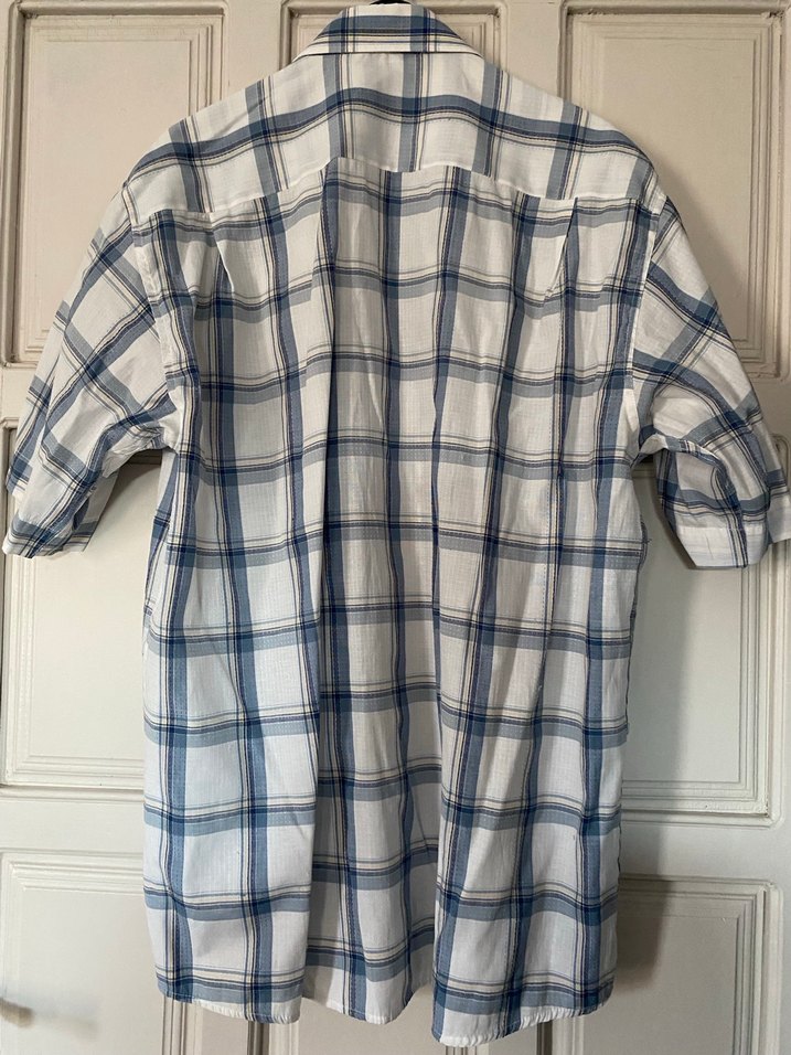 Erkek Beyaz Gri Kareli Kısa Kollu Gömlek - Görsel 3