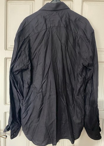 Erkek Siyah Keten Gömlek Düğmeli - Görsel 3