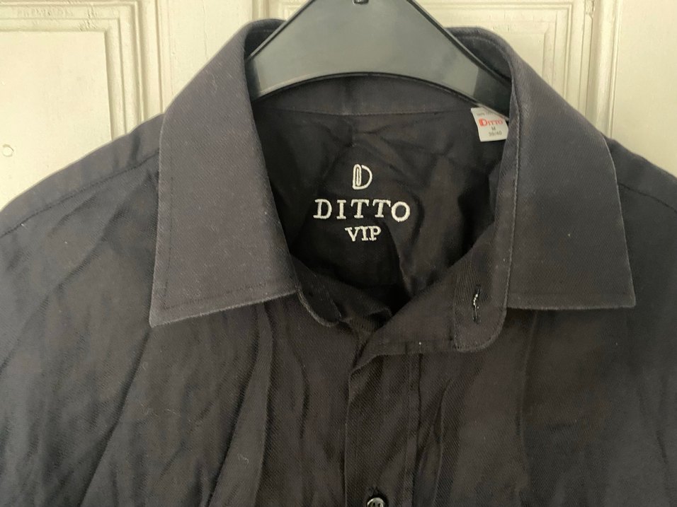 Erkek Siyah Keten Gömlek Düğmeli - Görsel 2