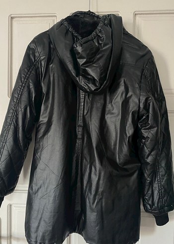 Düğmeli Siyah Deri Kadın Ceket - Görsel 2