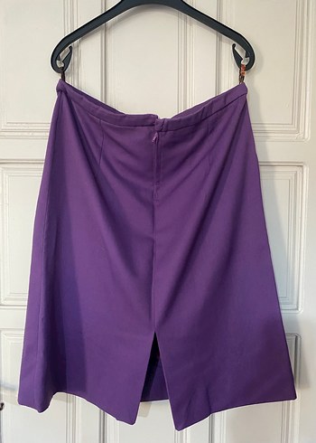 Mor Midi Drapeli Kadın Etek - Görsel 3