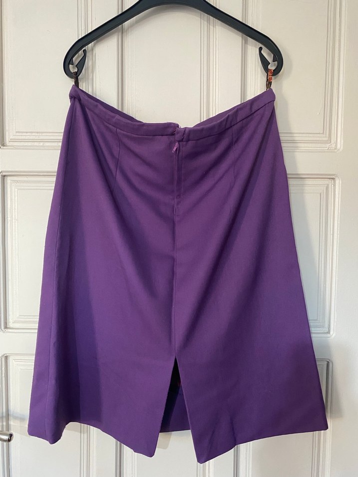 Mor Midi Drapeli Kadın Etek - Görsel 3