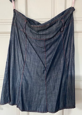 Kadın Lacivert Midi Denim Etek - Görsel 2