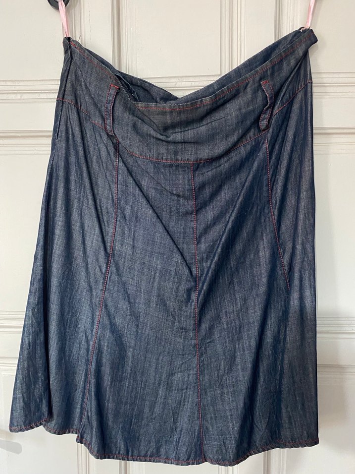 Kadın Lacivert Midi Denim Etek - Görsel 2