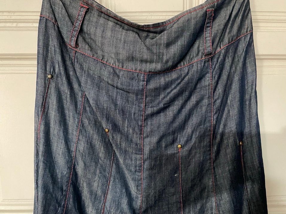 Kadın Lacivert Midi Denim Etek - Görsel 3