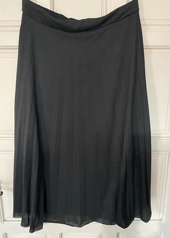 Kadın Siyah Pilili Uzun Keten Etek - Görsel 2