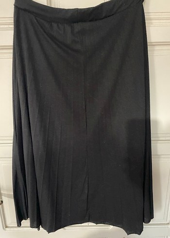 Kadın Siyah Pilili Uzun Keten Etek - Görsel 3