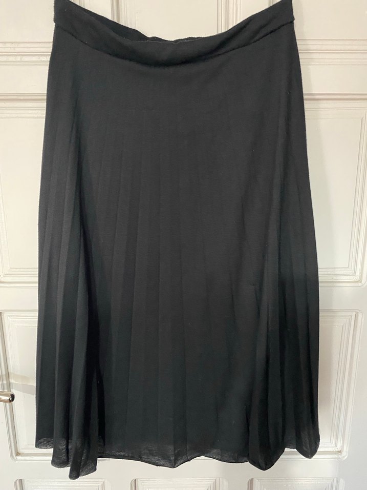 Kadın Siyah Pilili Uzun Keten Etek - Görsel 2