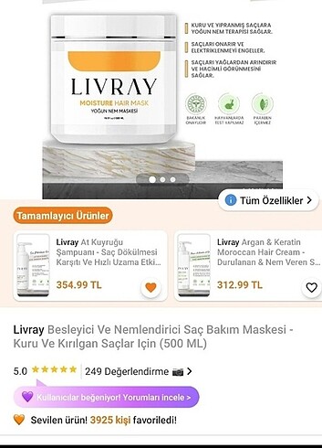 Beden Livray saç nem bombası