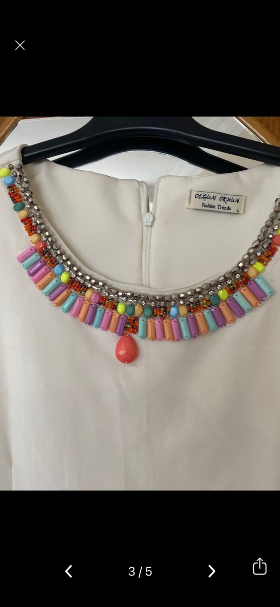 Boncuk Detaylı Uzun Hamile Tuniği - Görsel 2