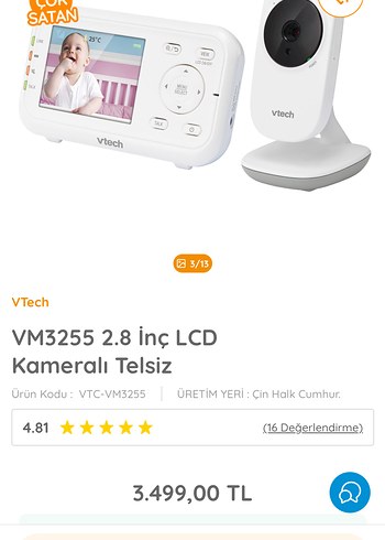 VTech VM3255 2.8" LCD Kameralı Bebek Telsizi - Görsel 2